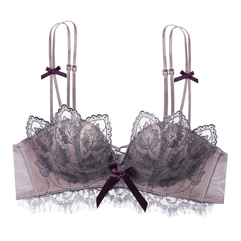 Wireless Lace Bra Set, Supportive Non-Wired Design, Beautiful Back, Sizes 32–38 (AB), Single or Set