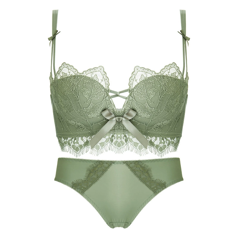 Wireless Lace Bra Set, Supportive Non-Wired Design, Beautiful Back, Sizes 32–38 (AB), Single or Set