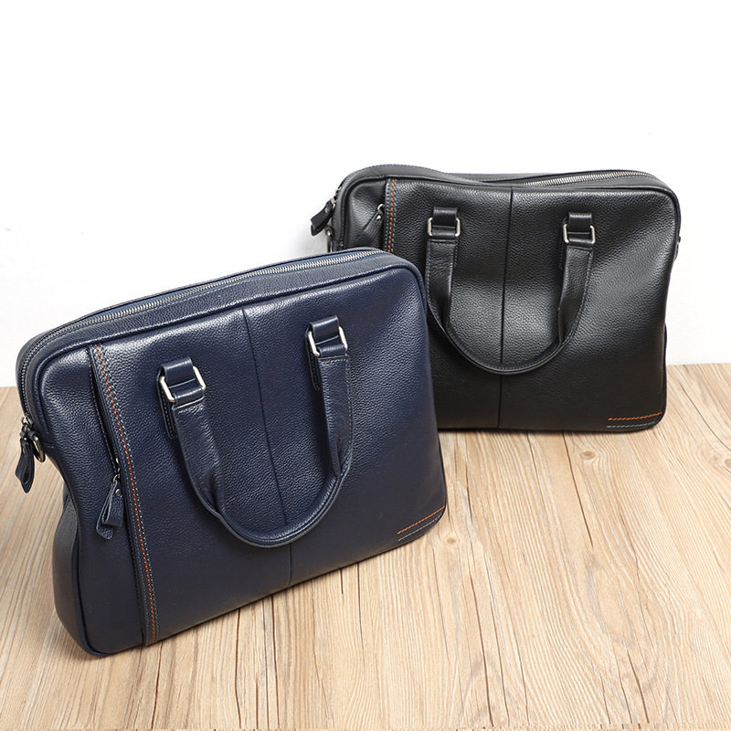 Túi xách tay nam da bò thật 38×28×8 cm đựng laptop, đeo chéo kiêm túi công sở — Màu cà phê, Màu xanh lam, Màu đen