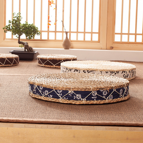 Wicker window seat cushion meditation cushion tatami thickened straw stool wicker zafu round sitting stool