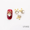 Rabbit for manicure, metal glossy jewelry from pearl, nail decoration, with gem, wholesale