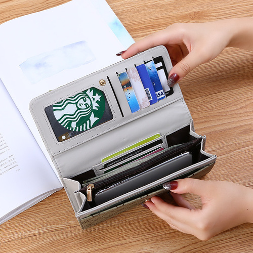 Wholesale New European and American Foreign Trade Women's Long Wallet Simple Multi-functional Clasp Soft Leather Purse Fashion Women's Long Bag