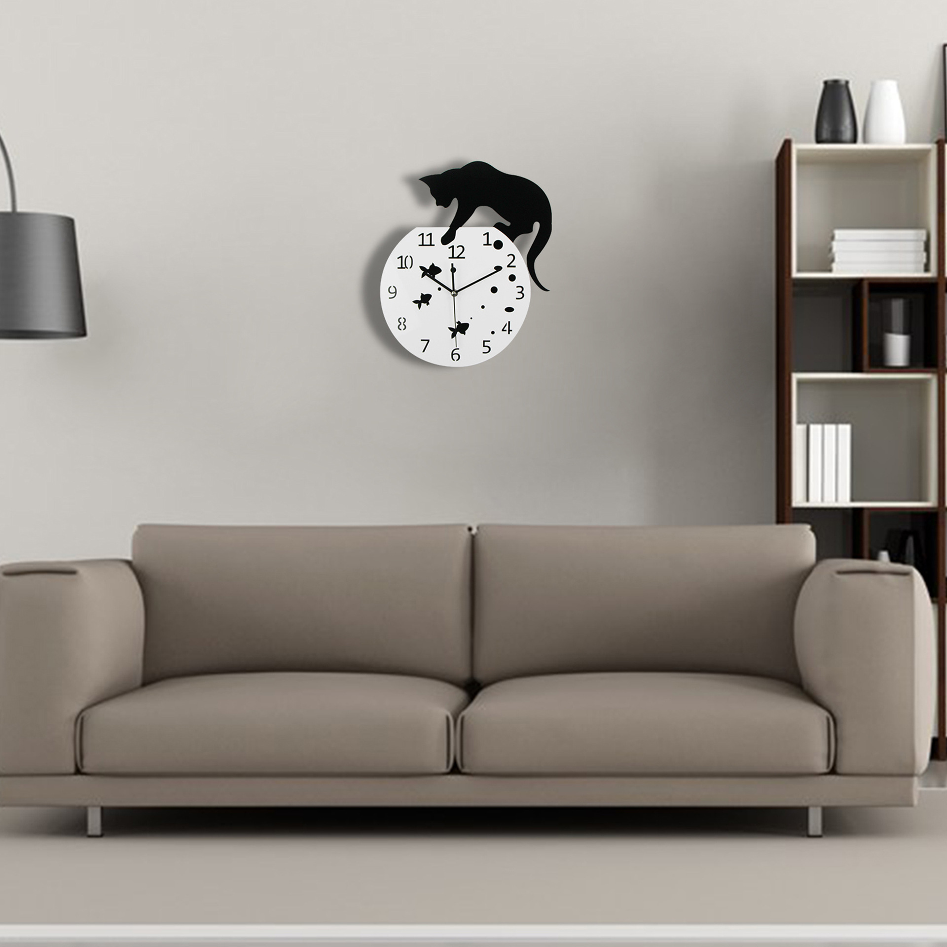 Gato Reloj de pared acrílico reloj nórdico español creativo salón simple reloj de pared reloj de Casa mudo Reloj de pared