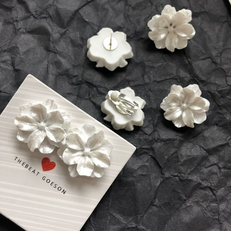 Горный чай, серьги-клипсы, с цветочным рисунком, для не-проколотых ушей