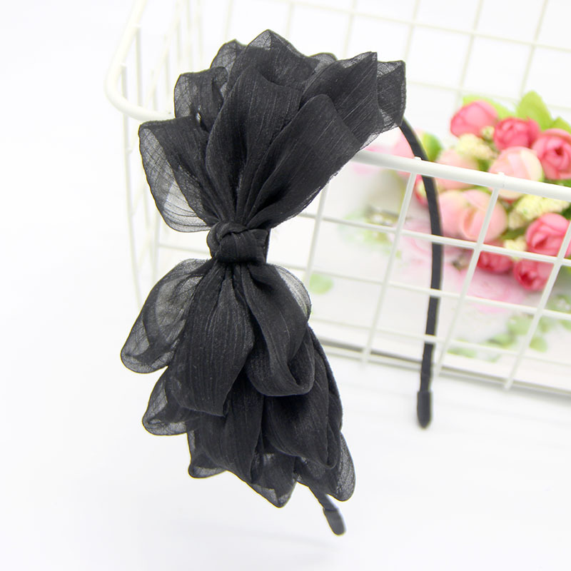 Corea del Sur arco grande diadema primavera y el verano moda dulce brillante cabeza de malla hebilla color sólido súper hadas horquilla joyería