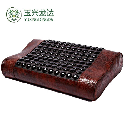 玉石枕头 记忆棉颈椎枕会销礼品托玛琳砭石岫玉水晶加热荞麦艾草|ru