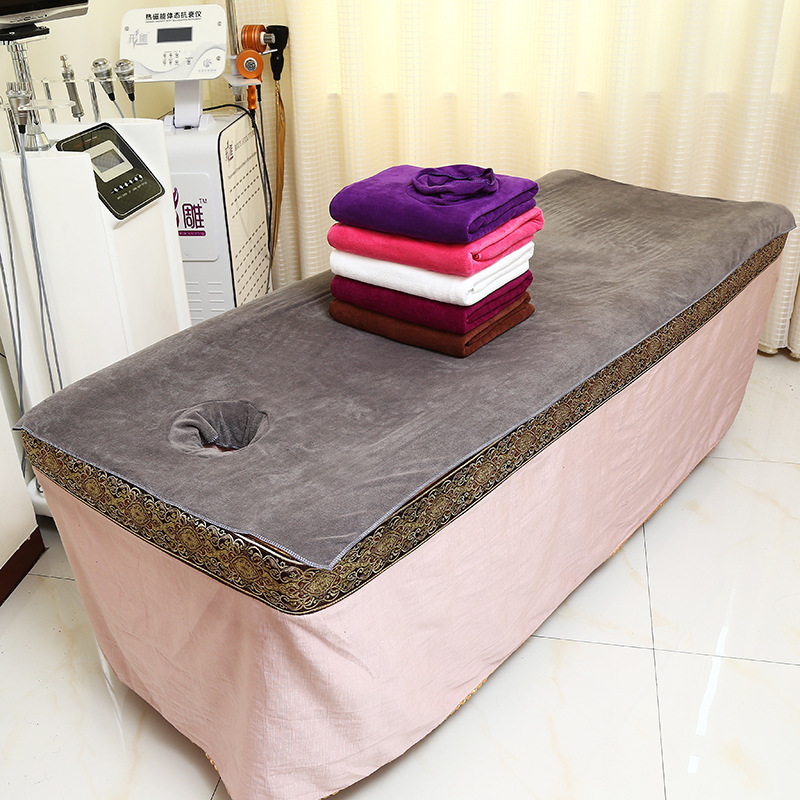 Beauty salon bed towel massage physiotherapy with hole bed towel enlarged thick cotton large towel can be customized LOGO Beauty salon bed towel massage physiotherapy with hole bed towel enlarged thick cotton large towel can be customized LOGO
