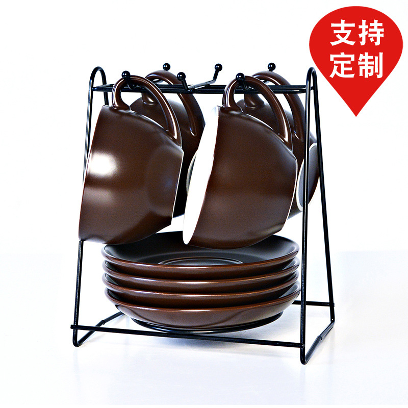 Conjunto de tazas de café tazas de cerámica tazas creativas tazas de agua con cucharas platos de cuatro piezas con logotipo impreso