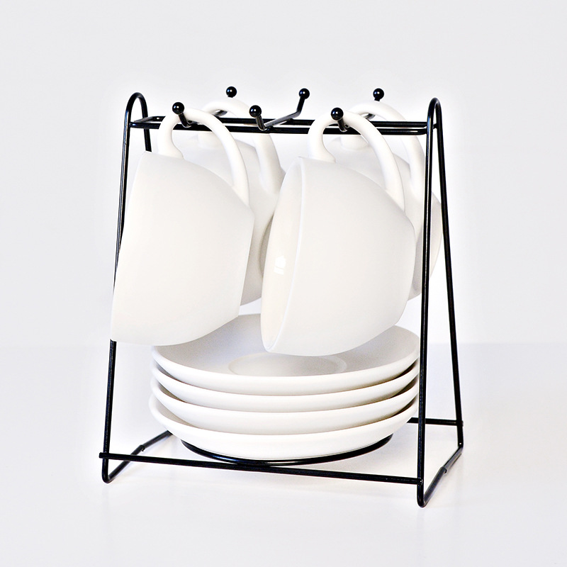 Conjunto de tazas de café tazas de cerámica tazas creativas tazas de agua con cucharas platos de cuatro piezas con logotipo impreso