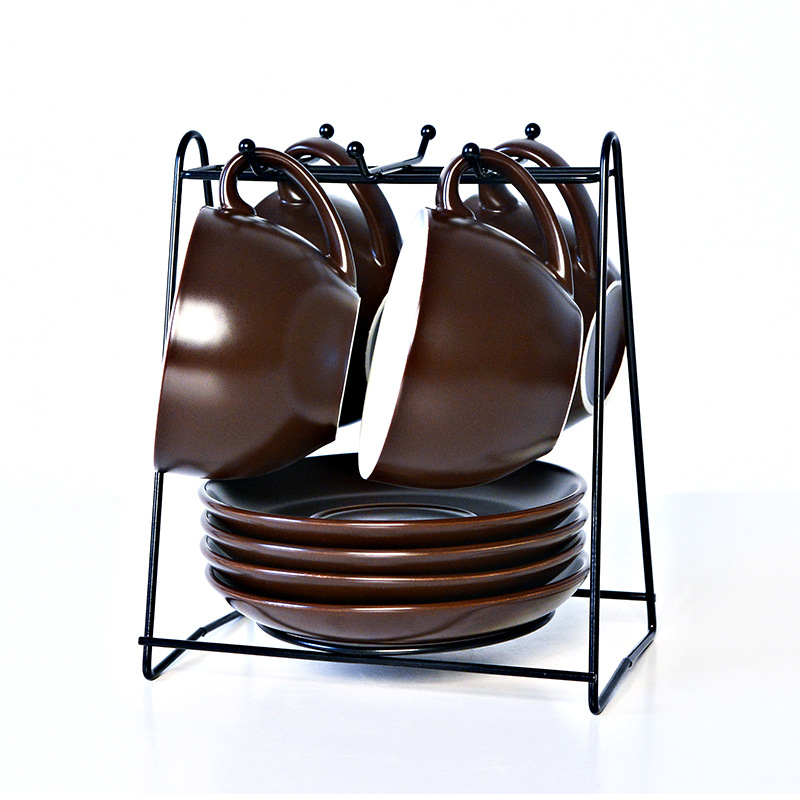 Conjunto de tazas de café tazas de cerámica tazas creativas tazas de agua con cucharas platos de cuatro piezas con logotipo impreso