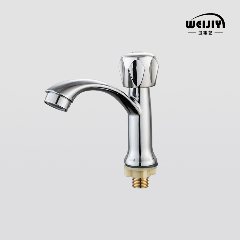 Desktop zinc alloy basin single cold copper core wash basin wash basin cold faucet large hand wheel cap switch faucet