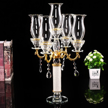 欧式古典高雅透明水晶烛台烛光晚餐高档餐厅装饰摆件婚庆装饰烛台