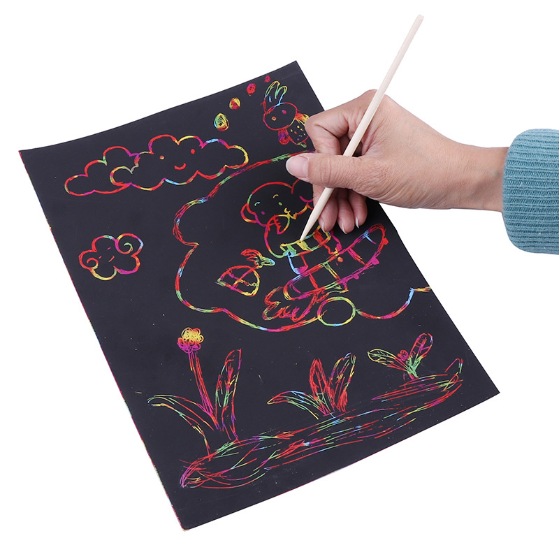 Papel de rasguño colorido 50 unidades bricolaje hecho a mano A4 8K cero pintura cero papel de cera graffiti color relleno cero pintura