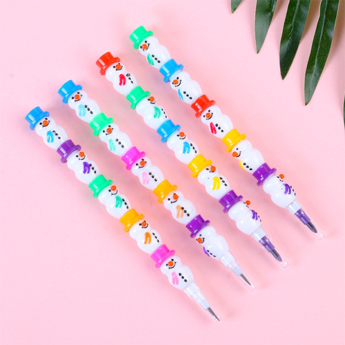 Korea's new creative snowman 5-section crayons, pencils, no-sharpening, removable, cartoon student school supplies