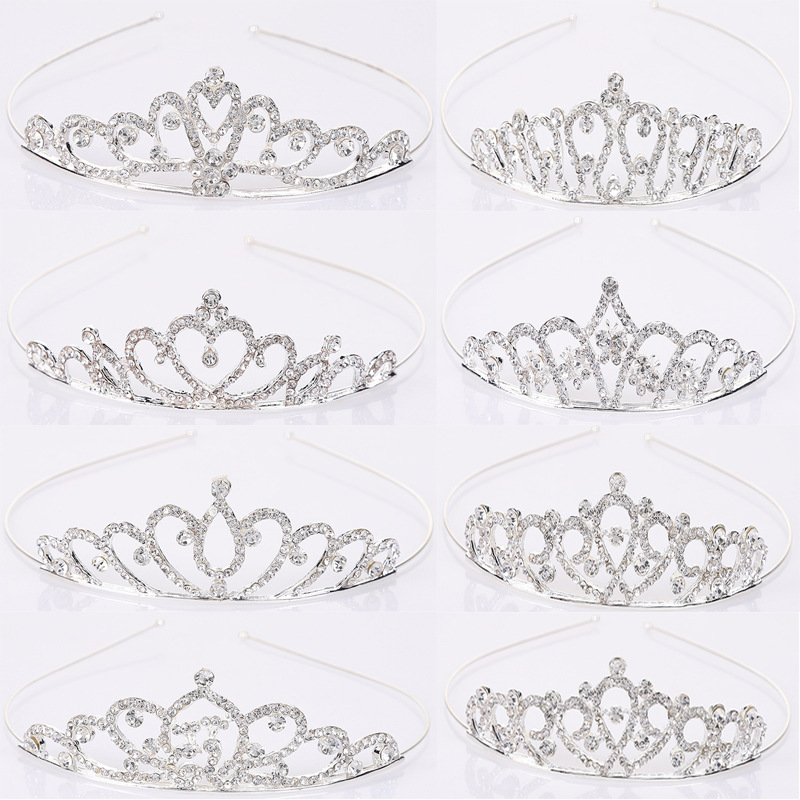 Nueva diadema rhinestone aleación diadema perla tocado nupcial accesorios para el cabello de los niños corona horquilla al por mayor