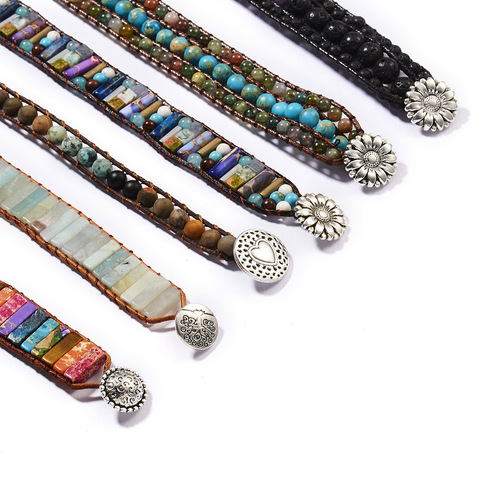 Manufacturer wholesale European and American new stone bead bracelets, versatile hand-woven slipknot bracelets, versatile hand accessories for women