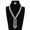 Fashionable pendant from pearl, necklace, accessory with tassels, European style