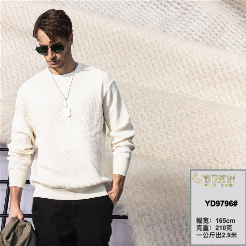 涤华夫格十字罗纹提花面料 男装短袖休闲t恤长袖女连衣裙针织面料