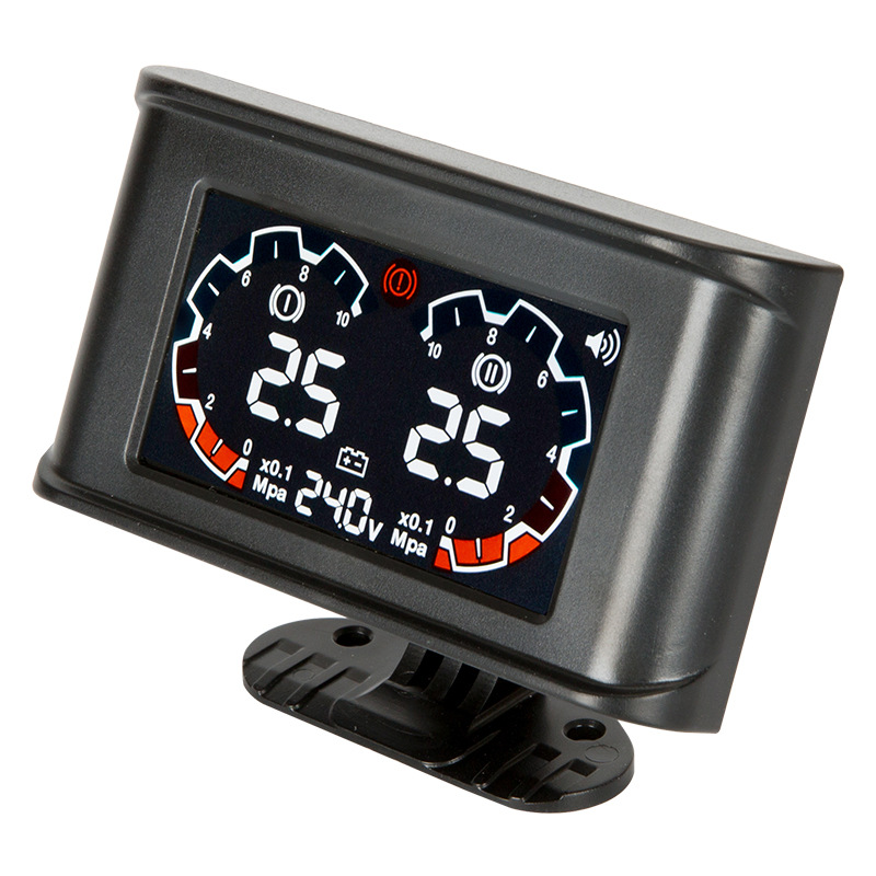 Erheyi LCD Dual Air Pressure + Voltage 2-in-1 Gauge Digital Display (automobile instrument) - with-two-npt14-air-pressure-sensors