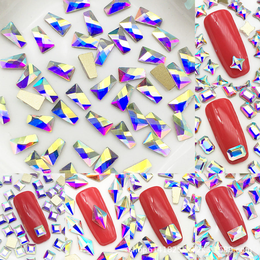 144颗K9平底白AB钻异形钻网红同款指甲七彩钻美甲钻日式饰品水钻