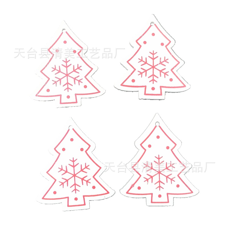50mm madera blanco/rojo/verde Navidad árbol de Navidad colgante de madera 10 piezas en un paquete