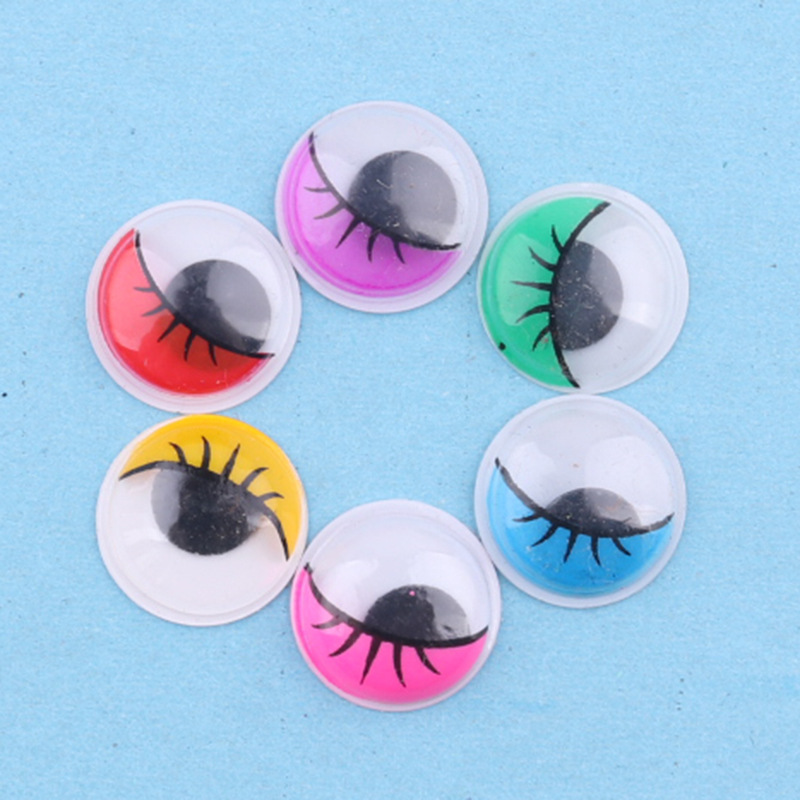 1 color ojos móviles con adhesivo creativo hecho a mano DIY con pestañas cuentas de ojos pegatinas color blanco y negro ojos arcilla Accesorios