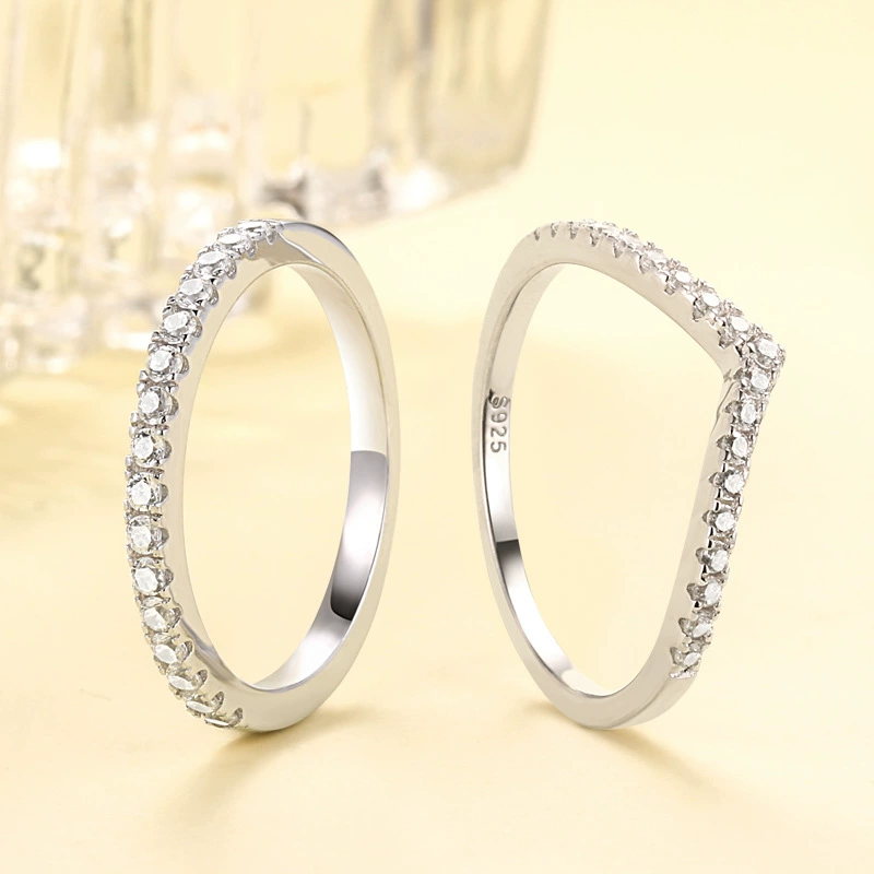 通琳 (Cross-border trading), fashionable gemstone ring, pleated skirt, accessory, Korean style, silver 925 sample, on index finger