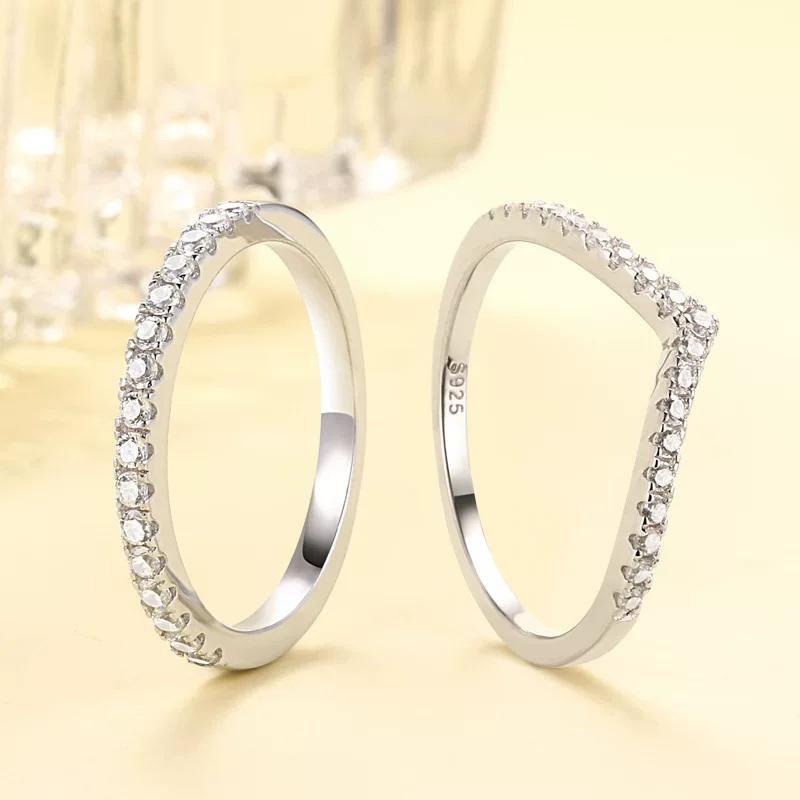 通琳 (Cross-border trading), fashionable gemstone ring, pleated skirt, accessory, Korean style, silver 925 sample, on index finger