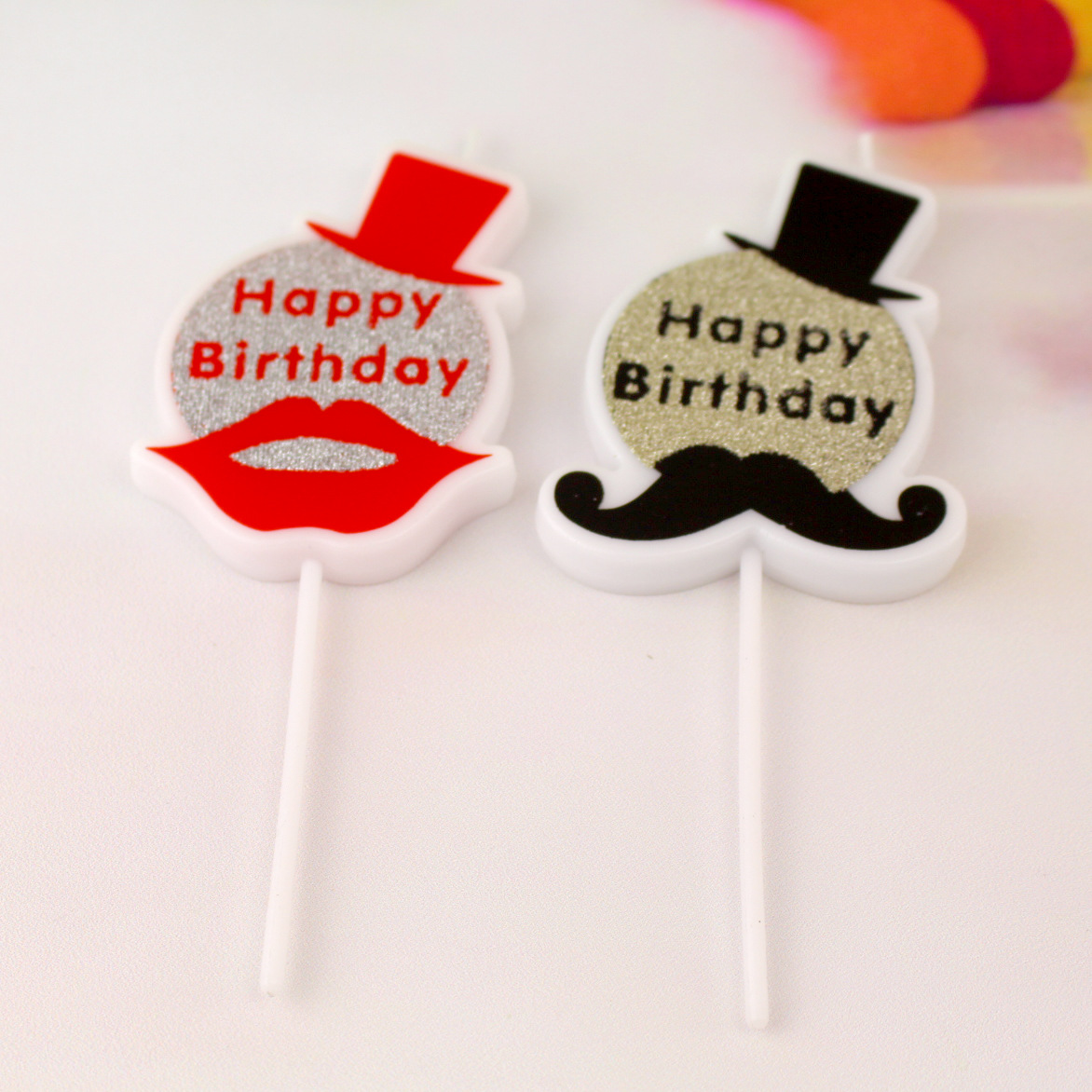 Día del Padre transfronterizo Glitter vela barba Sr. labios rojos diosa libre de humo pastel creativo vela de cumpleaños al por mayor