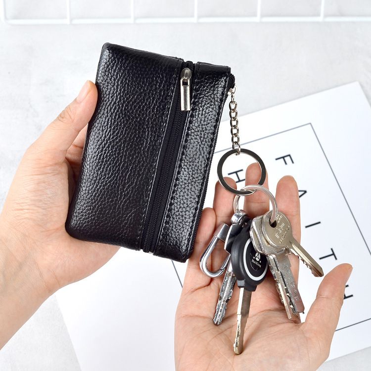 Nueva cartera corta de moda las mujeres cremallera monedero moneda simple titular la tarjeta color sólido cuero suave caso clave