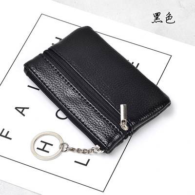 Nueva cartera corta de moda las mujeres cremallera monedero moneda simple titular la tarjeta color sólido cuero suave caso clave