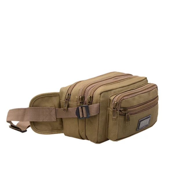 [Factory wholesale] Unisex waist bag canvas large capacity messenger bag waist crotch bag cash register bag leisure chest bag