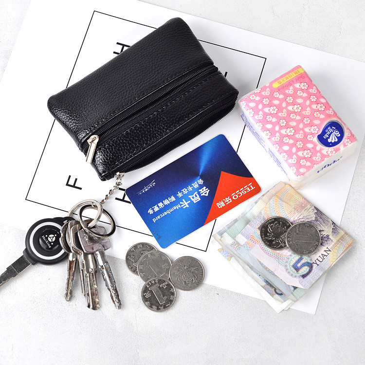 Nueva cartera corta de moda las mujeres cremallera monedero moneda simple titular la tarjeta color sólido cuero suave caso clave