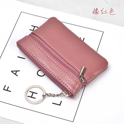 Nueva cartera corta de moda las mujeres cremallera monedero moneda simple titular la tarjeta color sólido cuero suave caso clave
