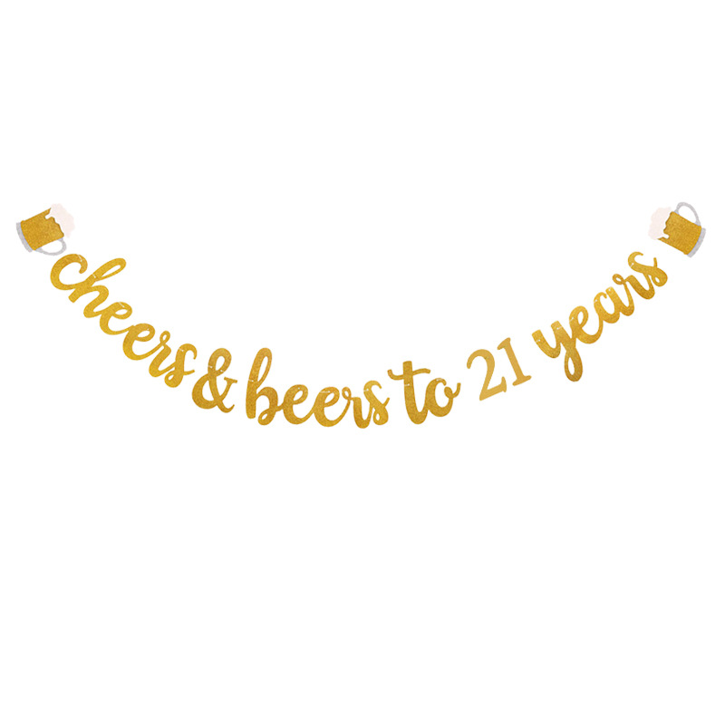 Fiesta de cumpleaños Cheers & Beeis a 0123456789 años papel tire bandera brillo tire flor