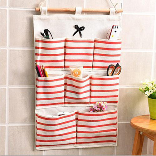 Bowler Korean style cotton and linen large simple door storage hanging bag home kitchen wall multi-functional hanging bag wholesale