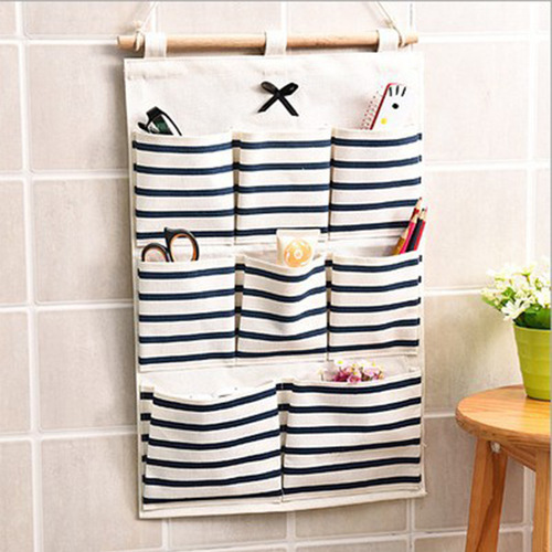 Bowler Korean style cotton and linen large simple door storage hanging bag home kitchen wall multi-functional hanging bag wholesale