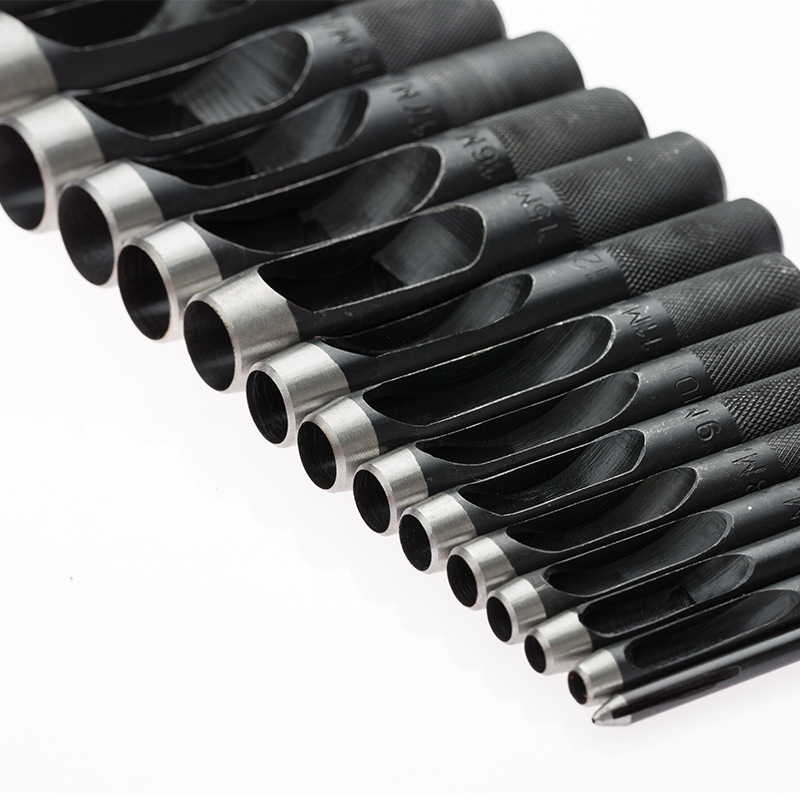 Hogar transfronterizo negro cinturón de perforación punzonado punzón abridor de agujeros de cuero herramienta manual de punzonado hueco cincel punzón punzonado redondo