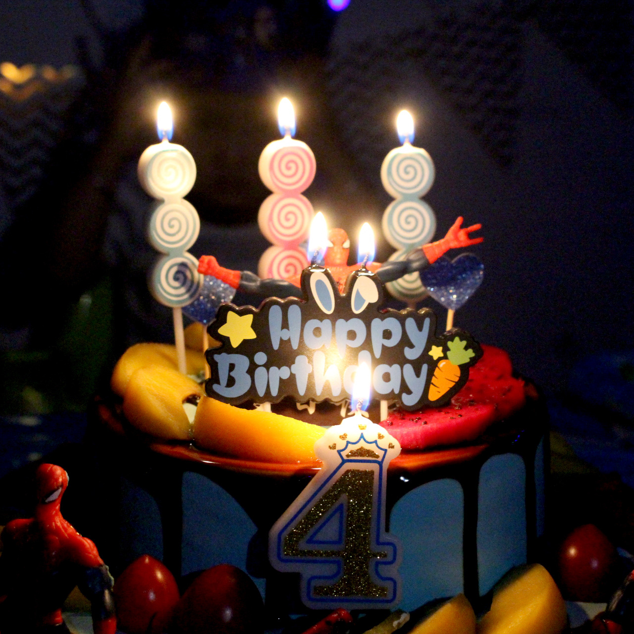 Nuevo lindo letras inglesas Feliz cumpleaños vela dibujos animados colorido pastel decoración carta creativa tarjeta vela