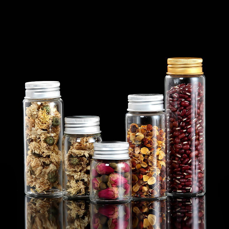 批发50ml120ml150ml200ml高硼硅铝盖玻璃燕窝糖果喜蜜胶囊管制瓶