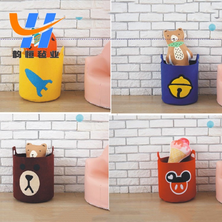 卡通创意毛毡收纳桶 脏衣杂物收纳筐 儿童玩具毛毡收纳篮