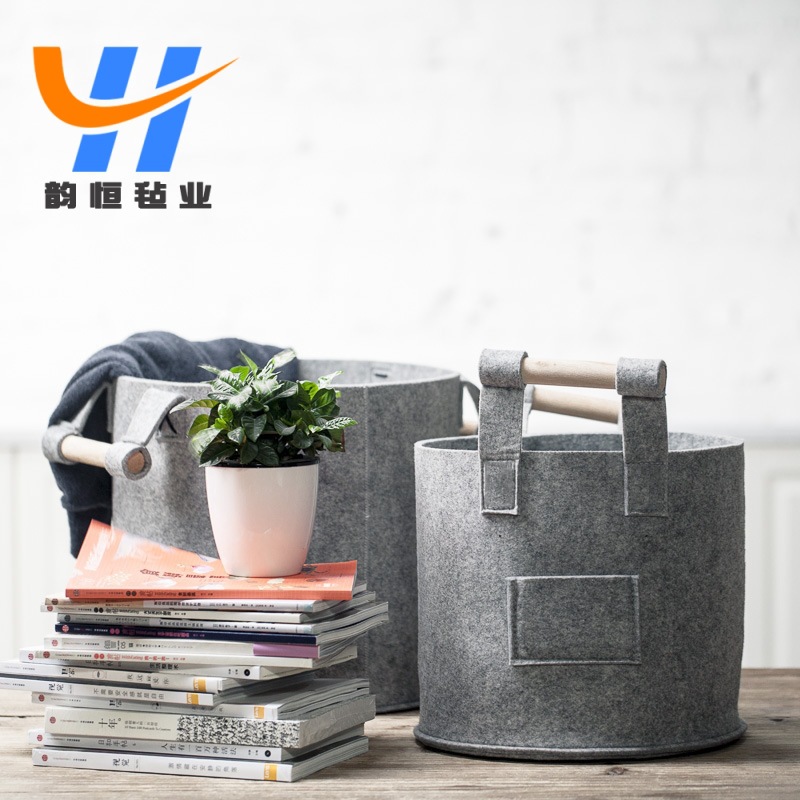 厂家供应毛毡收纳筐 桌面毛毡置物篮 衣服收纳篮