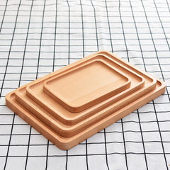 日式櫸木質托盤 長方形水果麵包托盤木製 茶餐廳酒店茶水杯托盤子