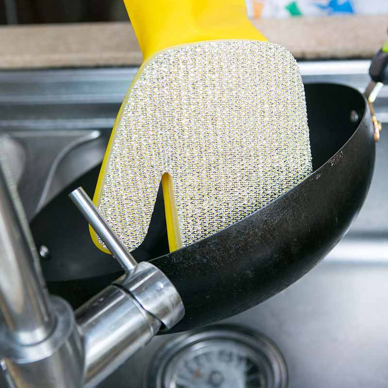 Esponja de limpieza del hogar cebolla de plata guantes de látex de tela cepillo de limpieza de cocina lavavajillas guantes de goma multifuncional