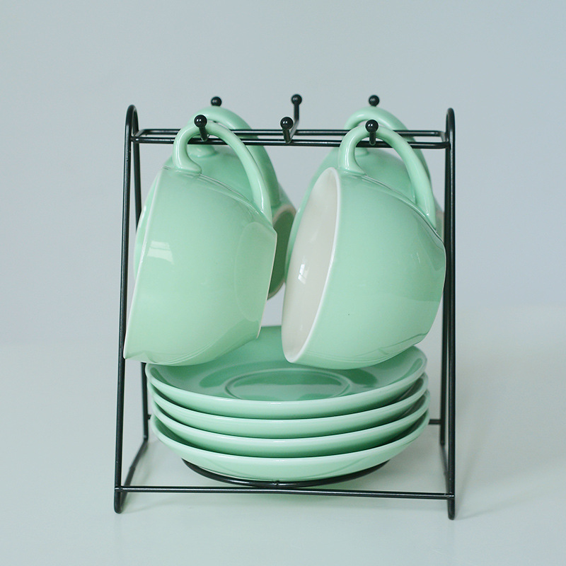 Tazas de café originales, tazas de cerámica, tazas de moda, tazas de agua con cucharas, platos de café al por mayor