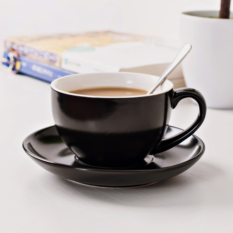 Tazas de café originales, tazas de cerámica, tazas de moda, tazas de agua con cucharas, platos de café al por mayor