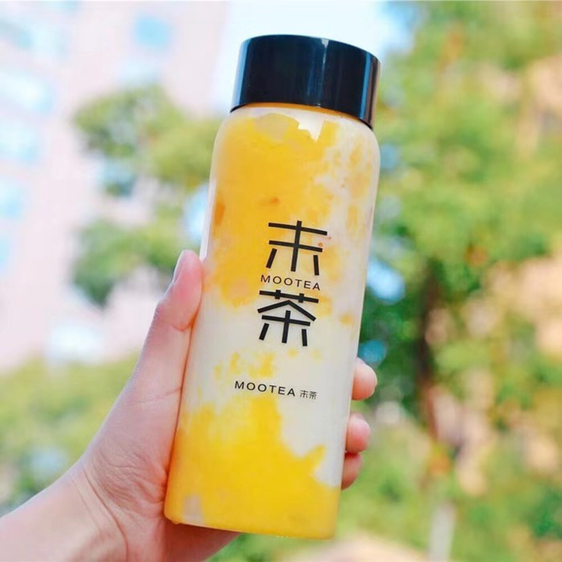 500ml塑料瓶一次性pet饮料瓶冷泡瓶茶杯抹茶同款果汁VOOS瓶带盖