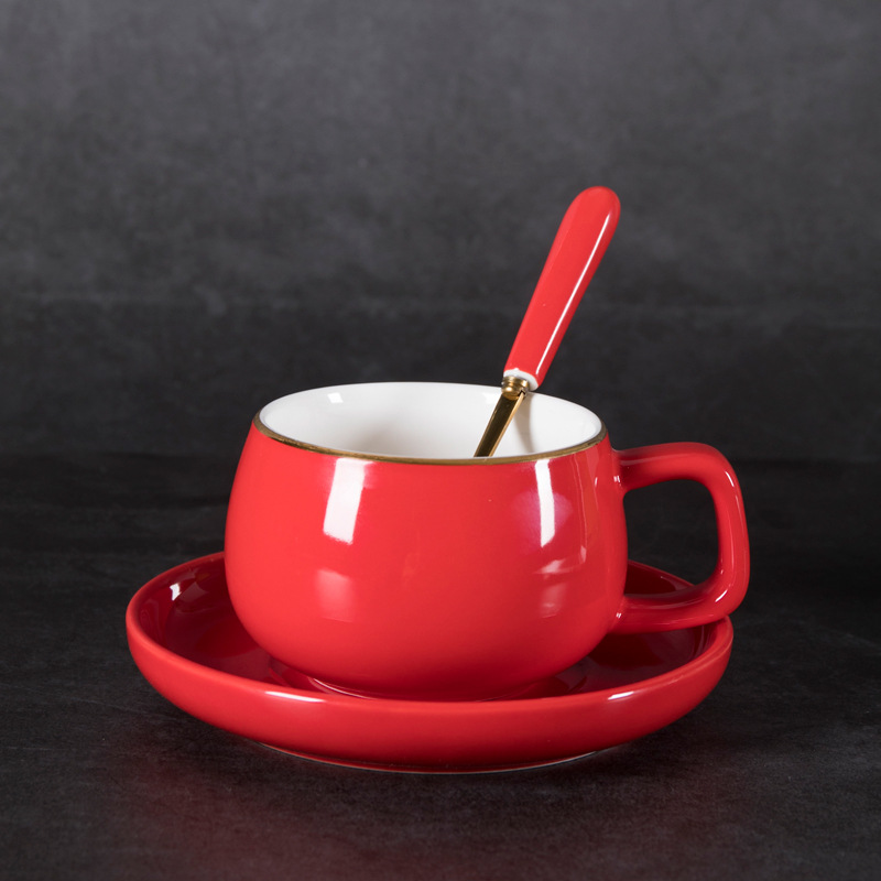 Taza de café en forma de tambor original Taza de moda retro Taza de agua Taza con platillo Cuchara Juego de caja de regalo al por mayor