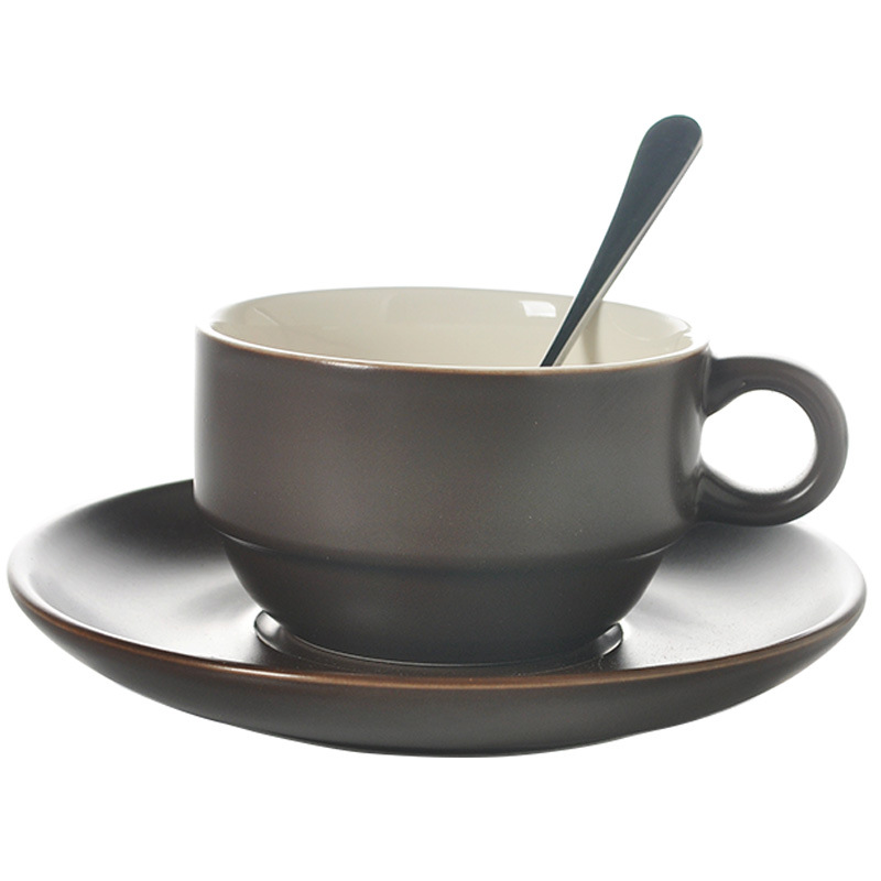 Taza de cerámica creativa taza de agua taza de moda taza de café conjunto conjunto conjunto completo con estante cuchara impresión LOGO