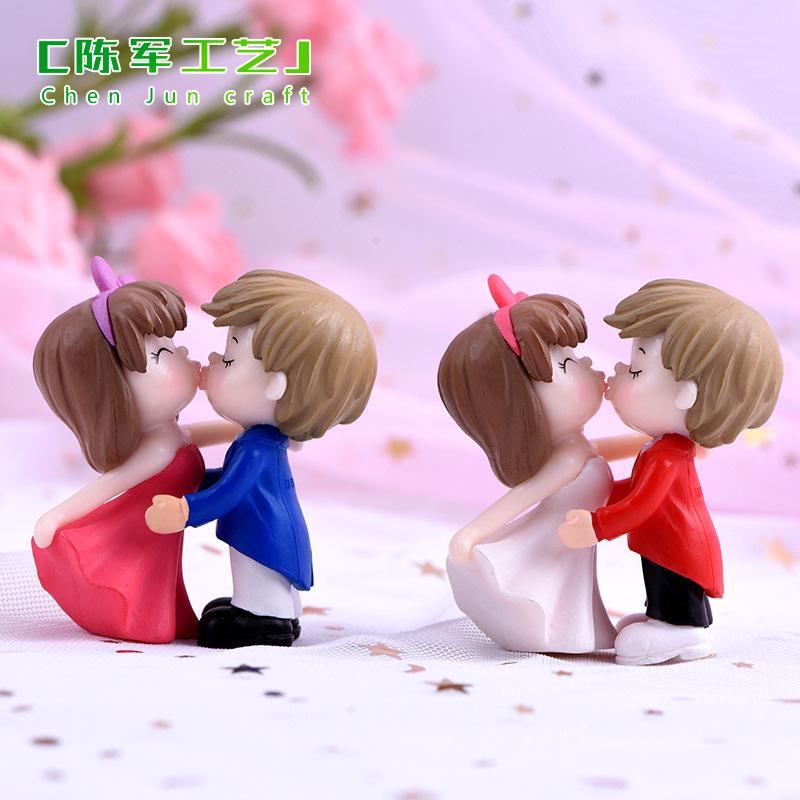 Phụ Kiện Terrarium Cặp đôi cưới nhựa PVC, móc khóa dễ thương, phụ kiện DIY cho cây mini và bánh kem (z-CJ-758)